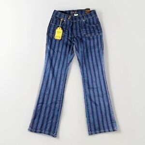 NEW VTG Y2K Apollo Flare Jeans Wmn Sz 14 Blue Rainbow Stripe Boho Artsy Teach